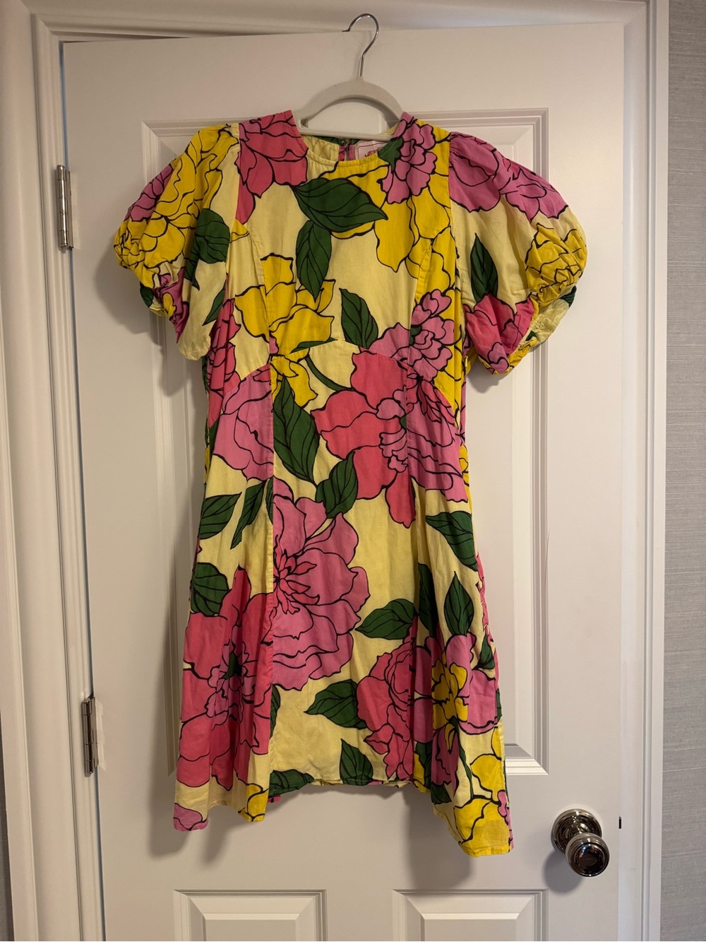 Banjanan Gracia Yellow Mini Dress with Pink Floral Print - Picture 2 of 5